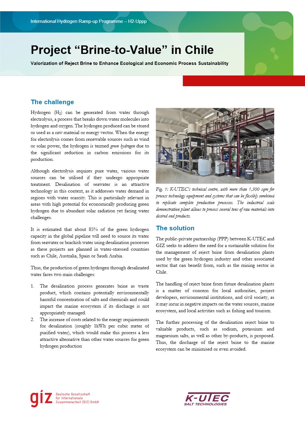 Portada: Ficha técnica H2Uppp: Proyecto Brine-to-Value en Chile (inglés)