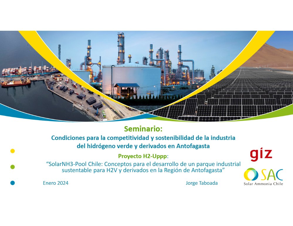 Portada: Presentación: SolarNH3-Pool Chile, conceptos para un parque industrial sustentable de H2V en Antofagasta (español)